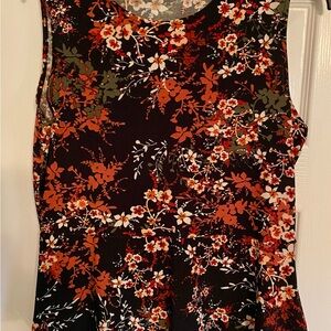 Nine West Black and Orange Peplum Tank Top